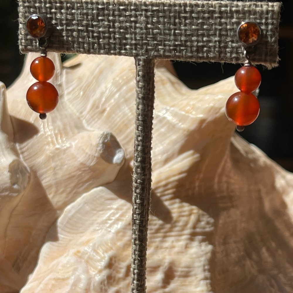 Carnelian Earrings In Sterling Silver